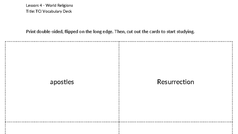 Lesson: 4 World Religions TCI Vocabulary Study Deck - Studocu