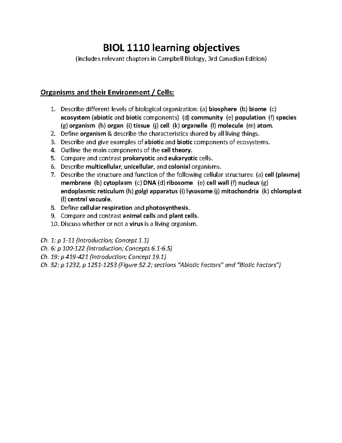 BIOL 1110 Midterm Exam Study Guide: Key Topics and Concepts - Studocu