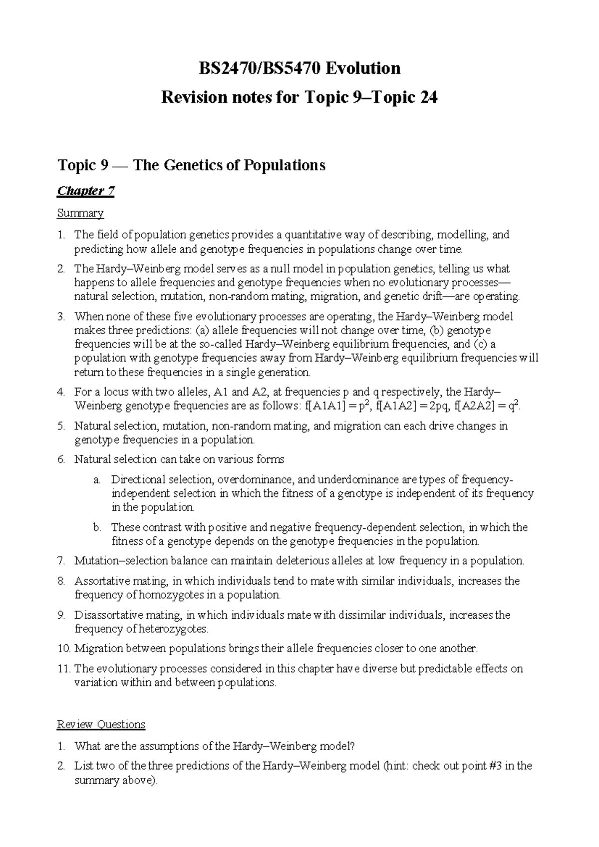 BS2470/BS5470 - Comprehensive Revision Notes for Final Exam - Studocu