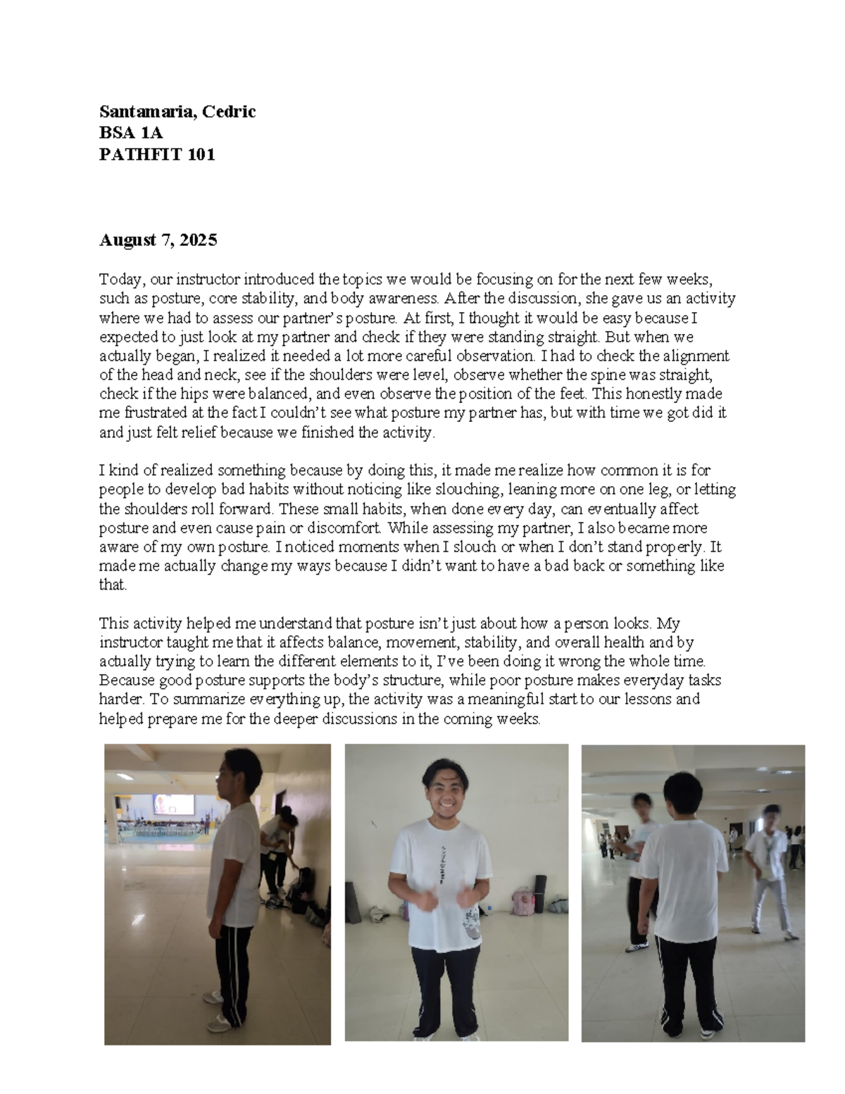 BSA 1A PATHFIT 101: Reflections on Posture and Core Stability ...