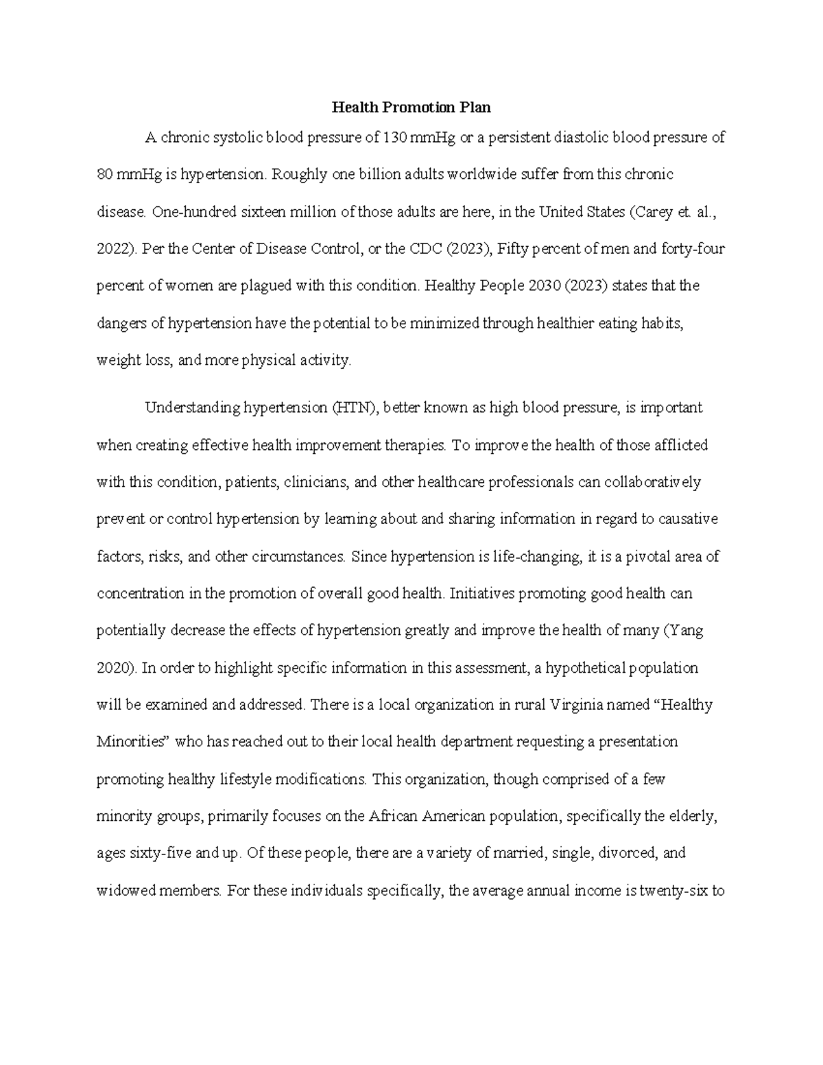 4060 - Health Promotion Plan for Hypertension in the Black Community ...