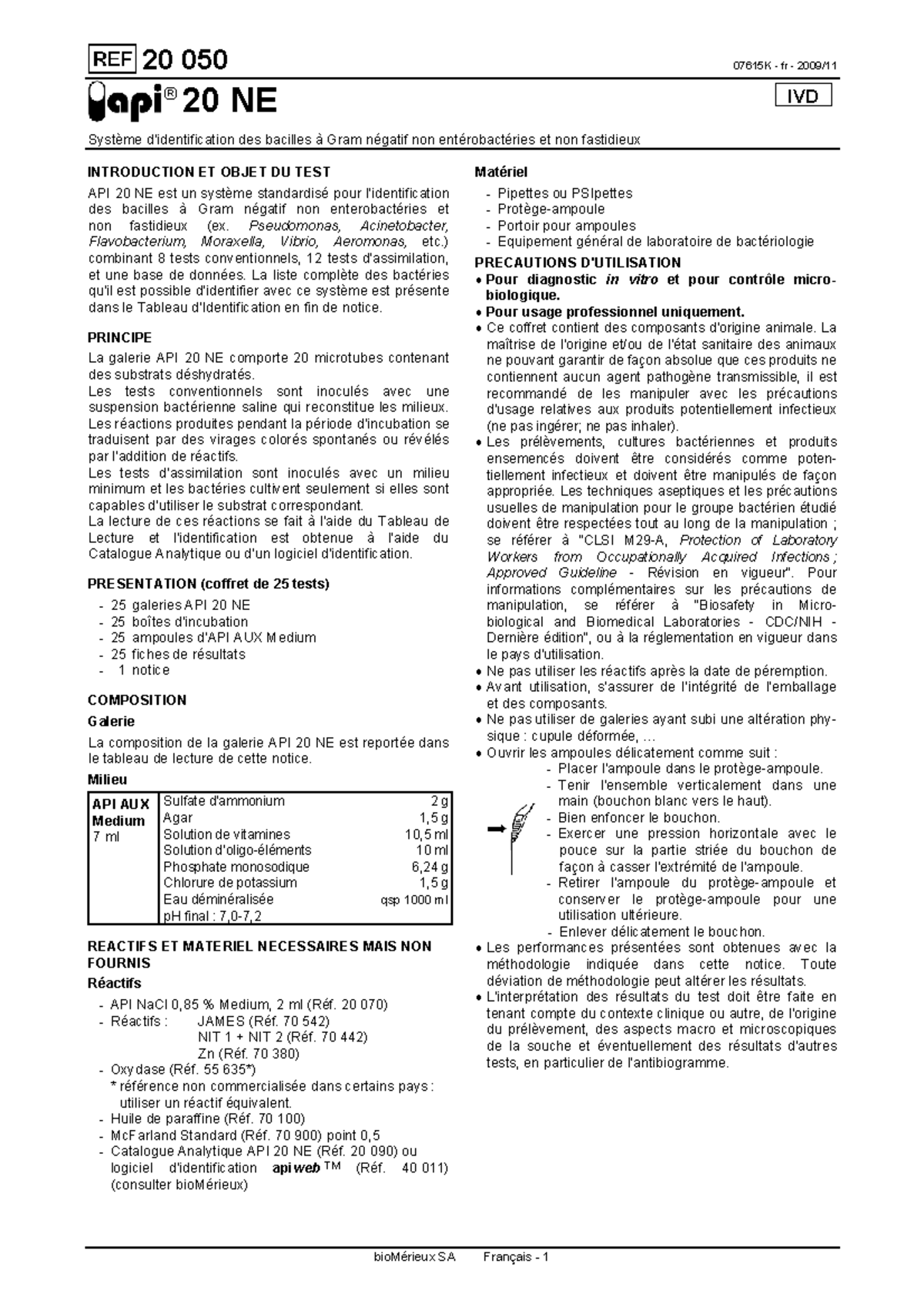 API 20 NE IVD: Identification des Bacilles Gram Négatifs Non ...