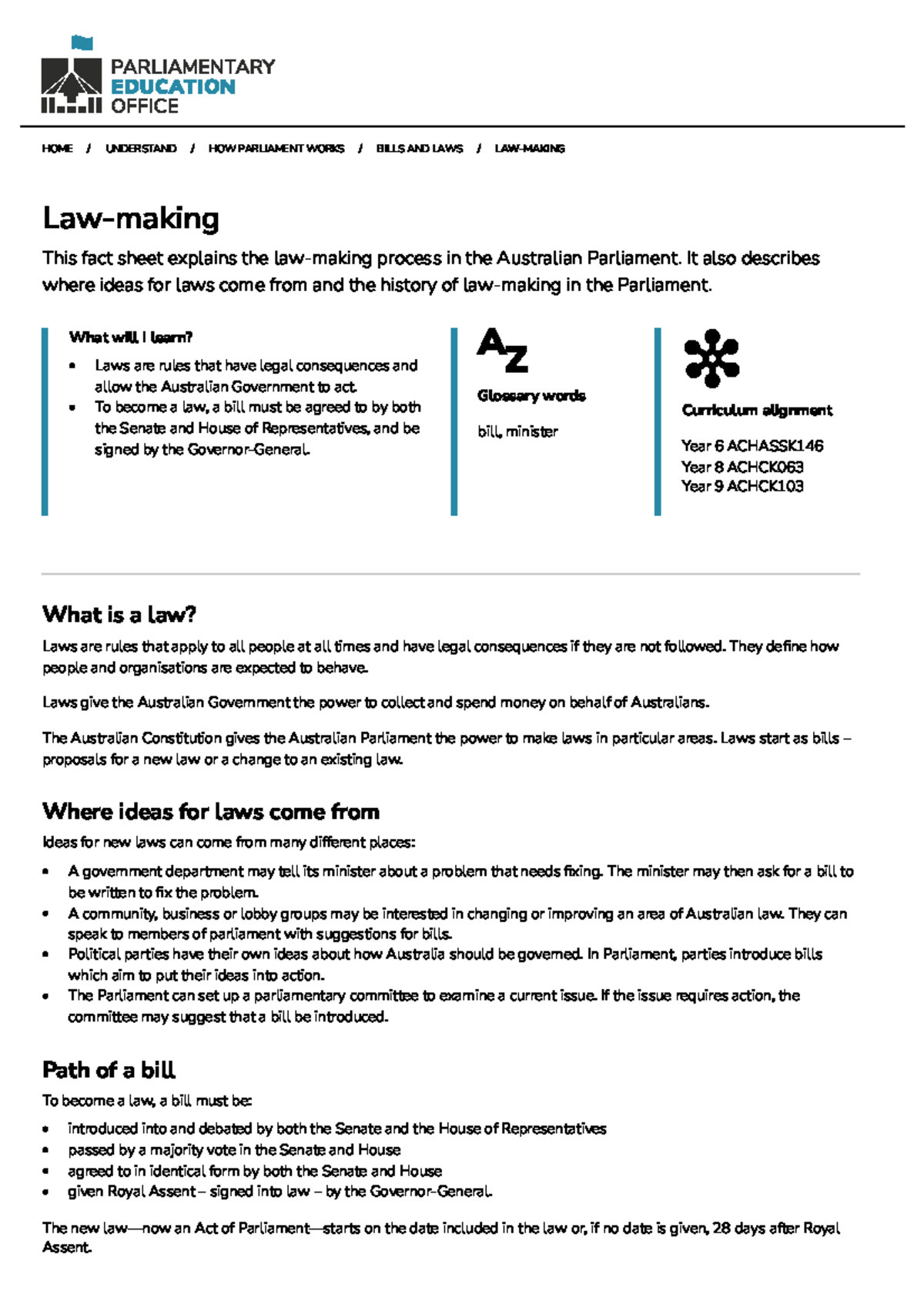 Law-making - Parliamentary Education Office - HOME UNDERSTAND HOW ...