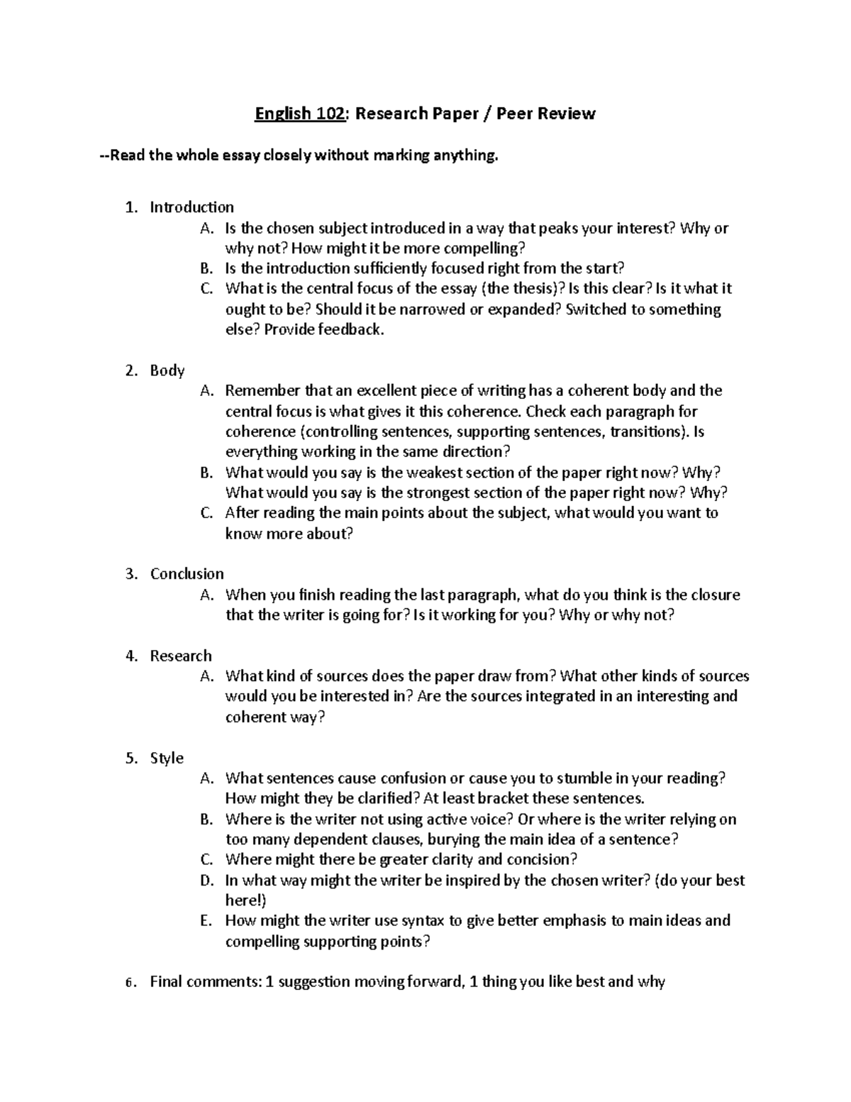 English 102 Research Paper Peer Review - English 102: Research Paper ...
