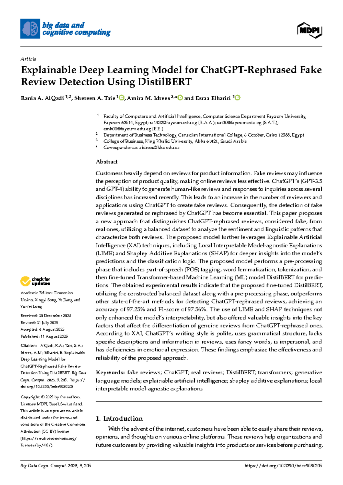 BDCC-09-00205 - Explainable Deep Learning for Fake Review Detection ...