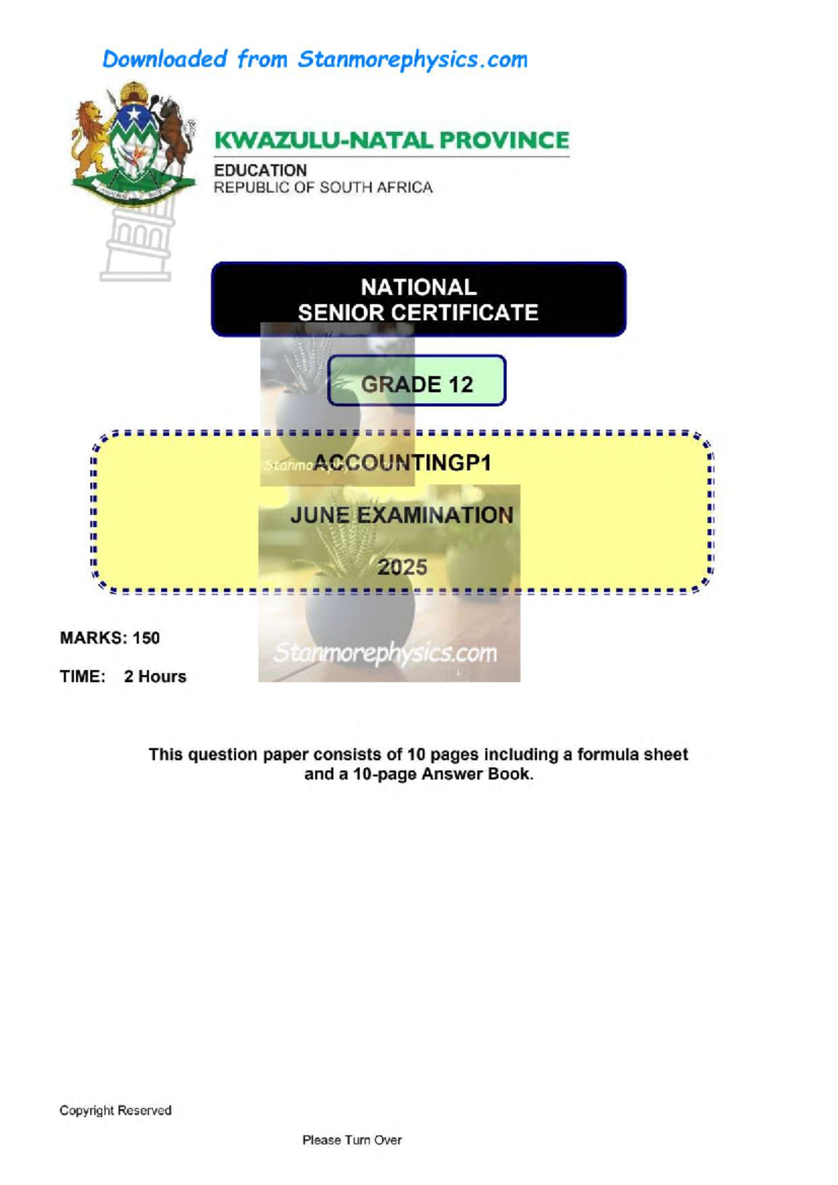 KZN Accounting Grade 12 June 2025 Exam Paper and Memo - Studocu