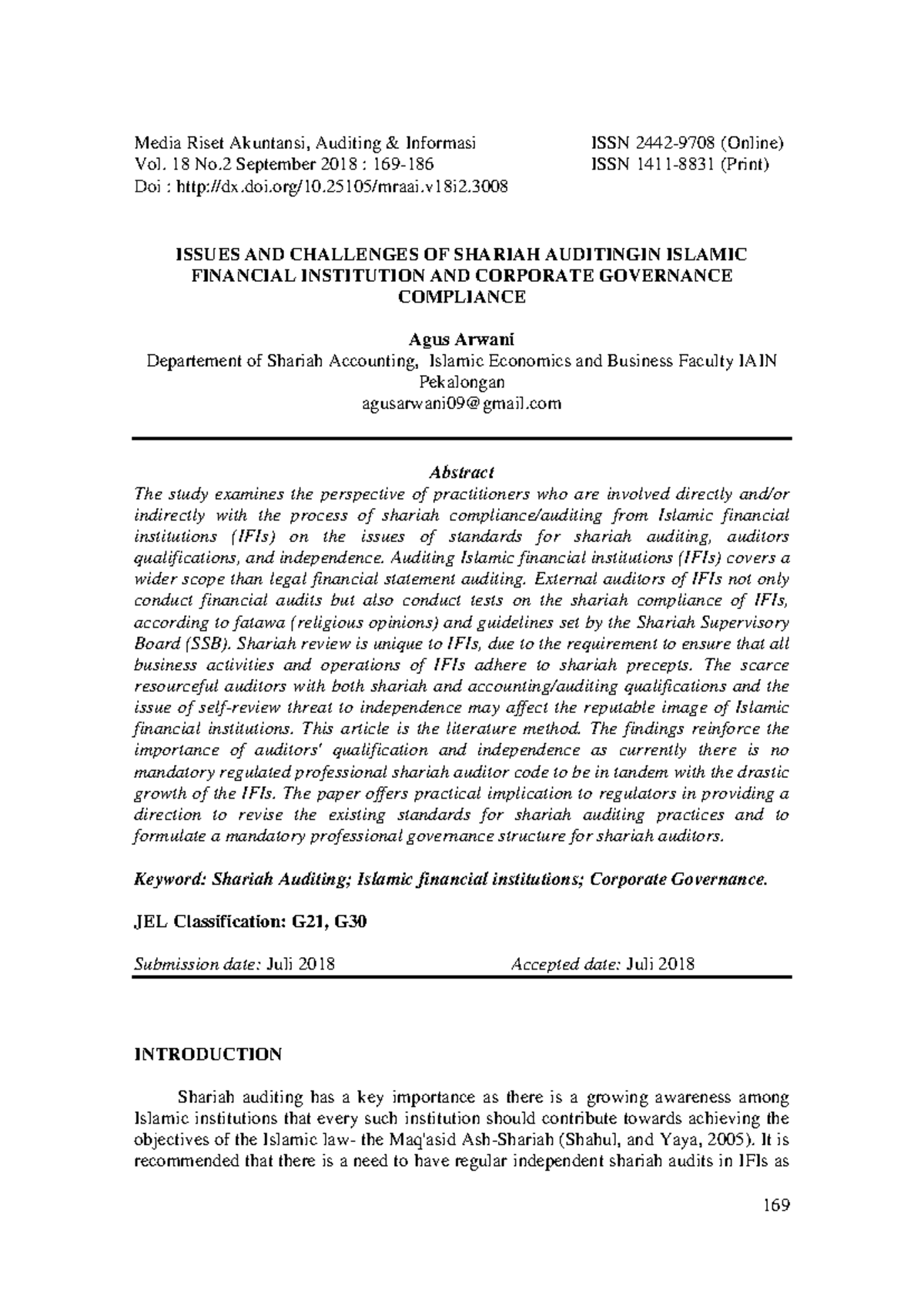Issues and Challenges of Shariah Auditing in Islamic Finance ...