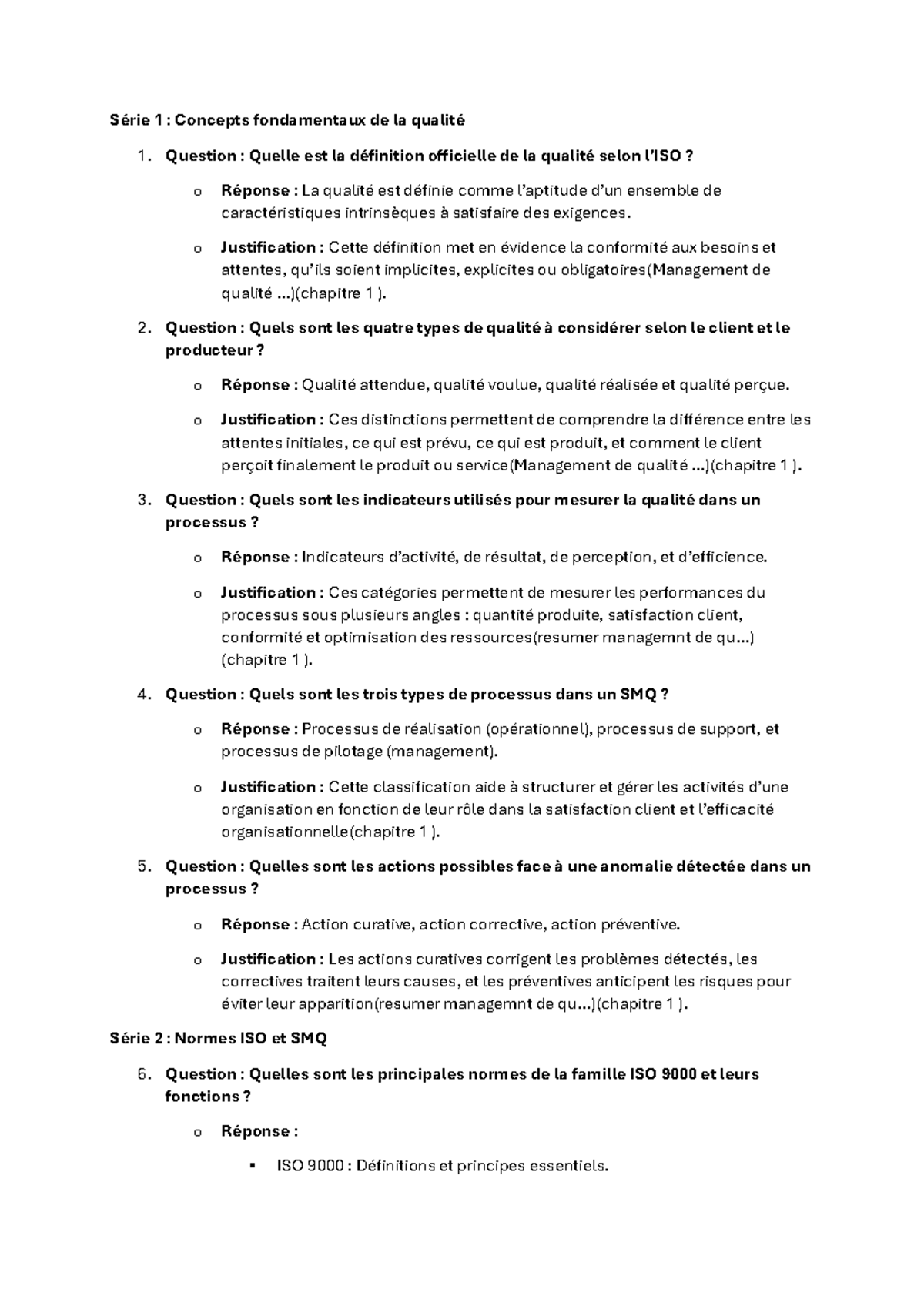 GQ - Révisions Gestion Qualité - Concepts, Outils, Normes ISO - Studocu
