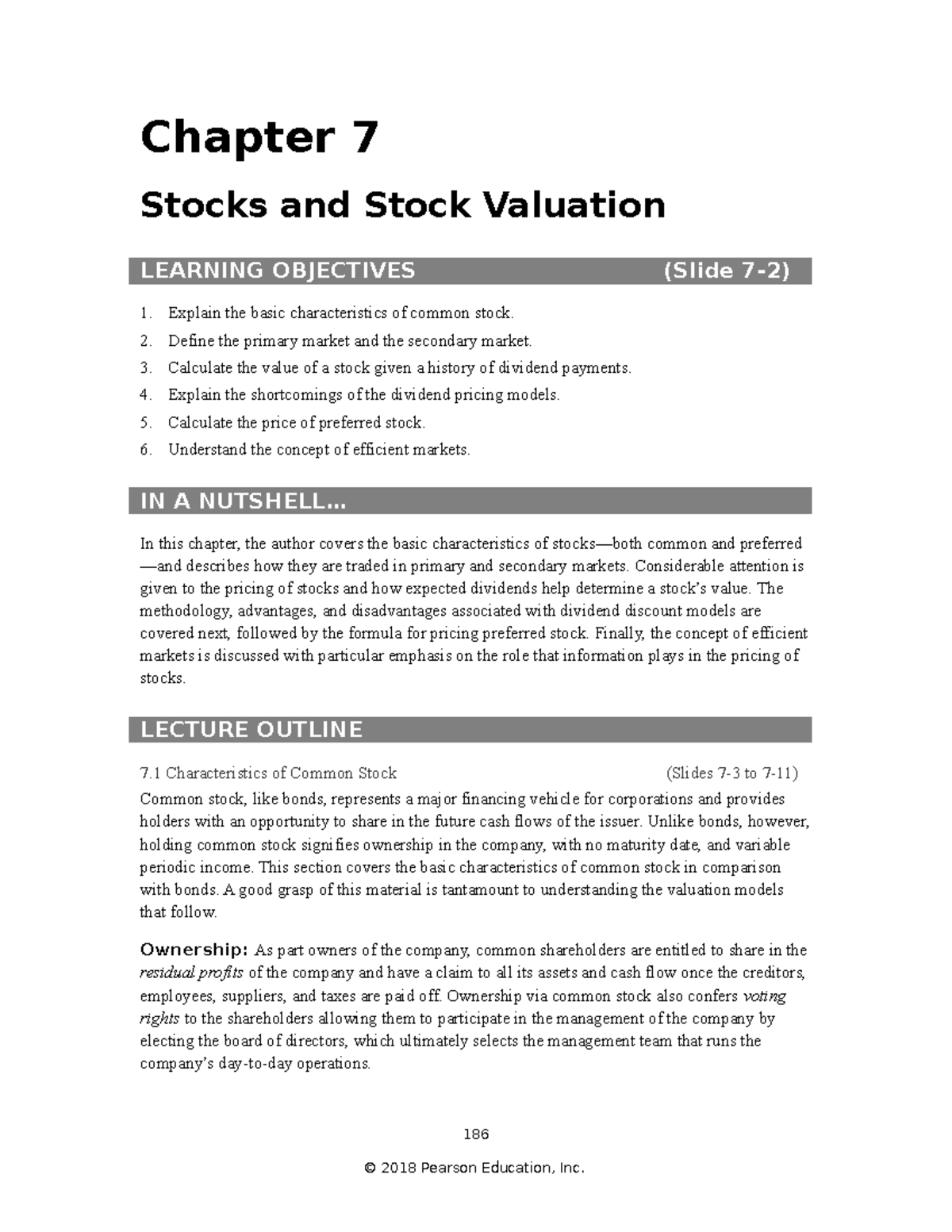 Brooks 4e IM 07 Stocks & Valuation Concepts Lecture Notes - Studocu