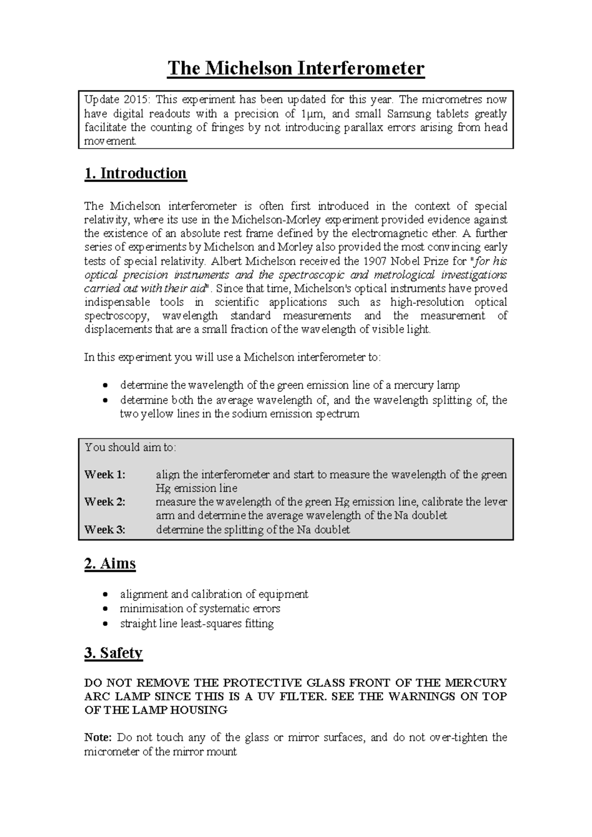 Michelson Interferometer Lab Report (PHY101) - Student Notes 2022-3 ...