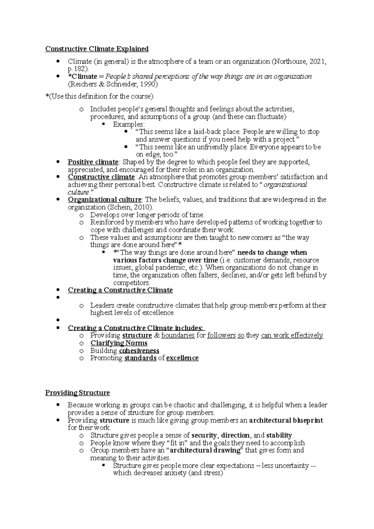 Ch.8 LDR - Notes on Creating a Constructive Climate in Leadership - Studocu