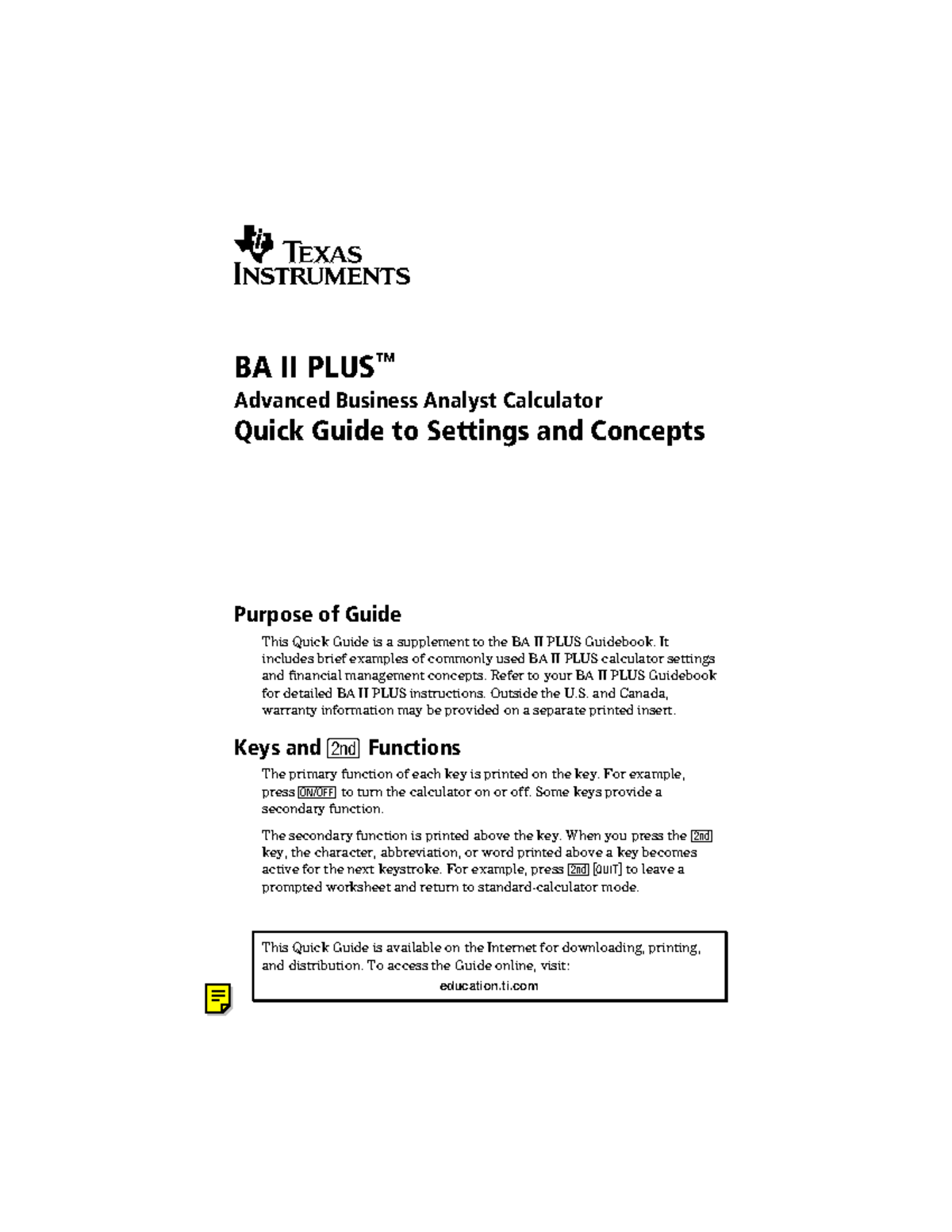 BAII plus instructions - BAII PLUS ô Advanced Business Analyst ...