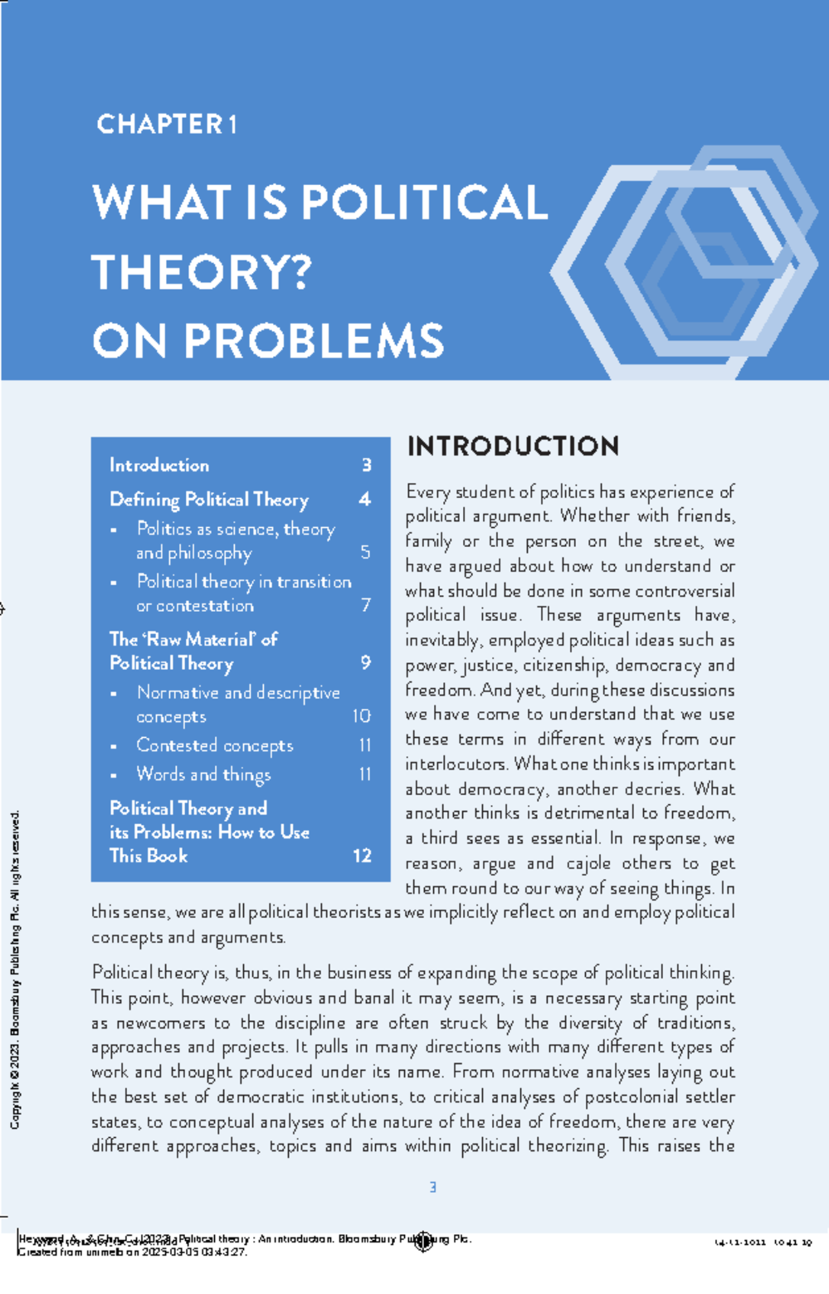 CHAPTER 1: Understanding Political Theory and Its Challenges in Context ...