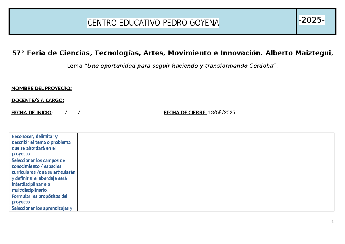 Feria de Ciencias 2025: Proyecto de Reciclaje en el CEPG - Studocu