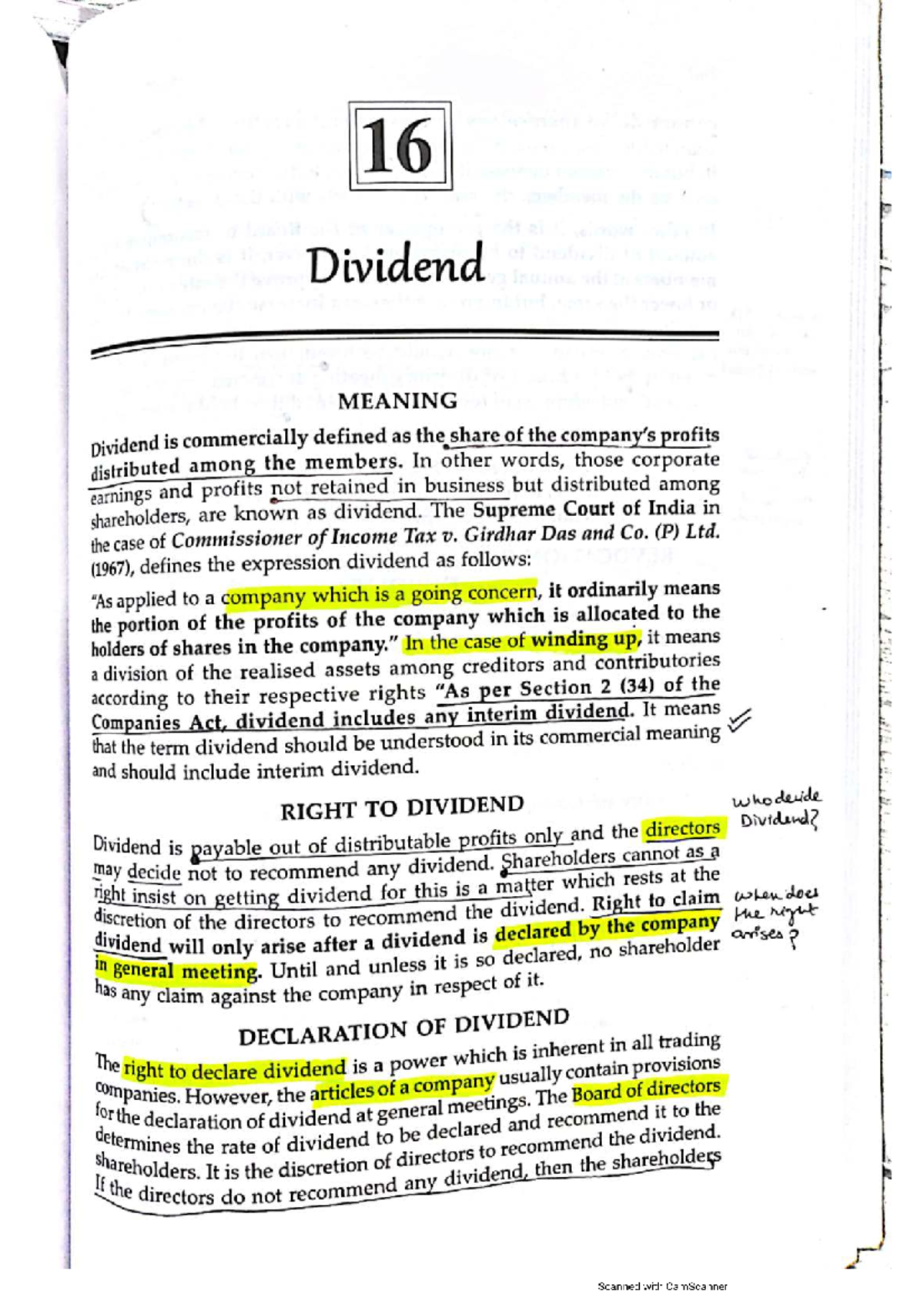 Understanding Dividend: Rights, Declaration, and Payment in Company Law ...