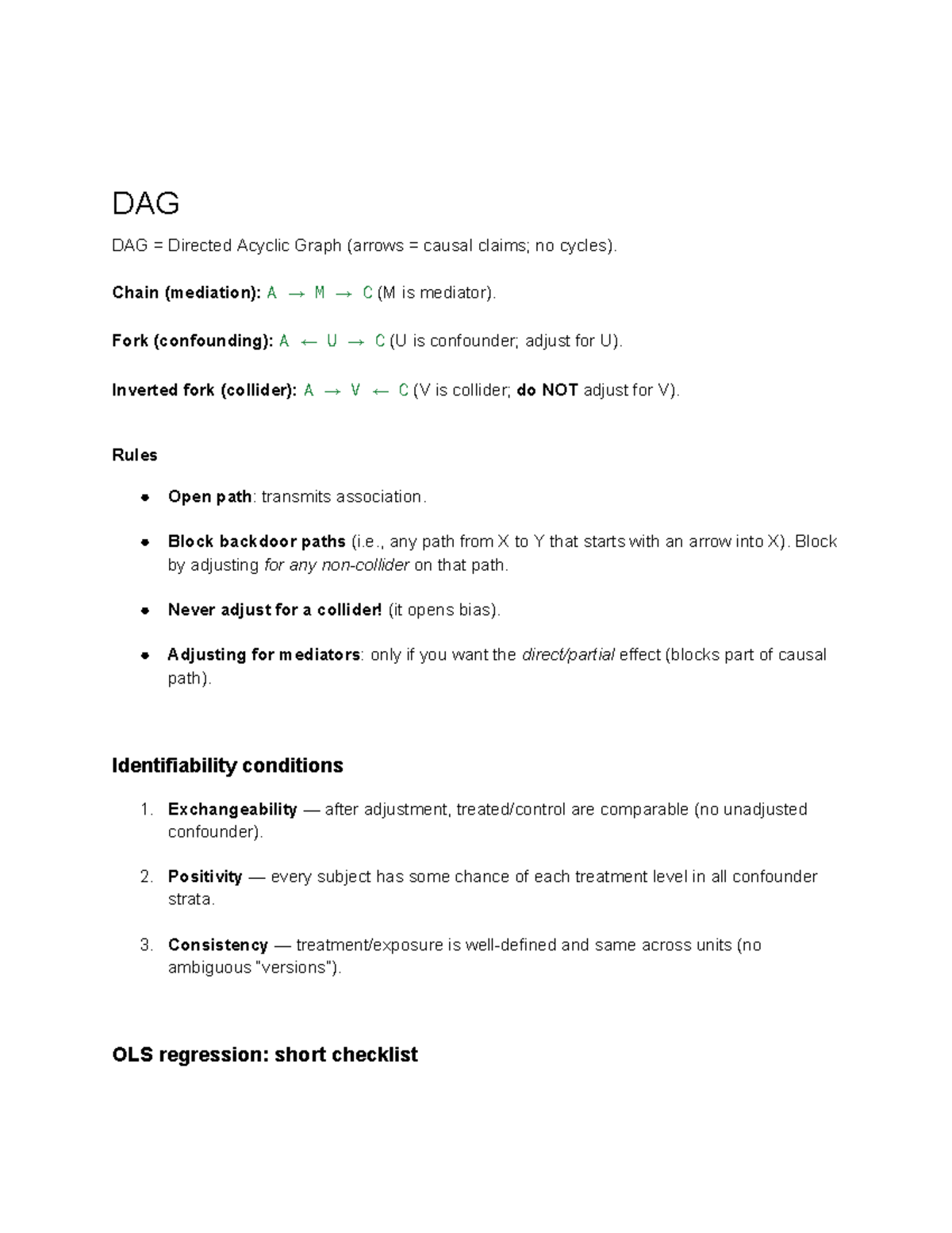 Dag cheatsheet - dag rules - DAG DAG = Directed Acyclic Graph (arrows ...