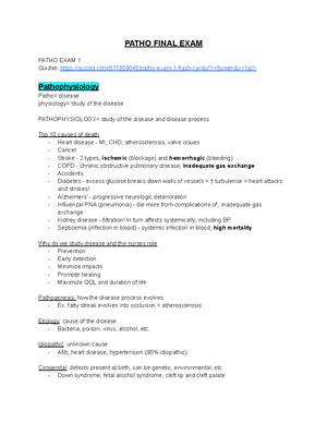 Patho test 2 - notes - Cancer Job is to grow and spread - All ages ...