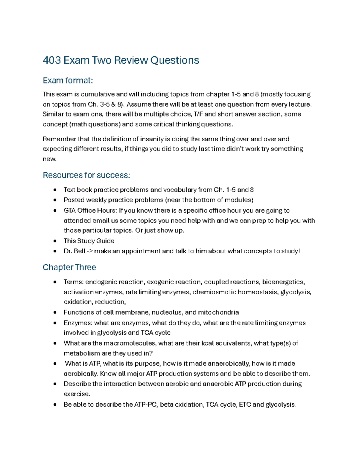 403 Exam 403 Study Guide: Chapters 1-5 & 8 Review Questions - Studocu
