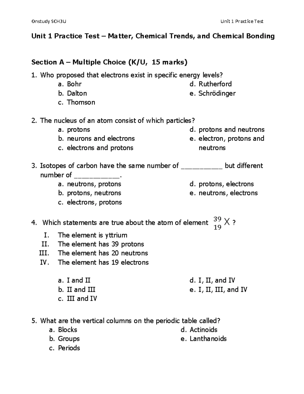 SCH3U Final Exam Review 2024: Key Concepts and Practice - Studocu