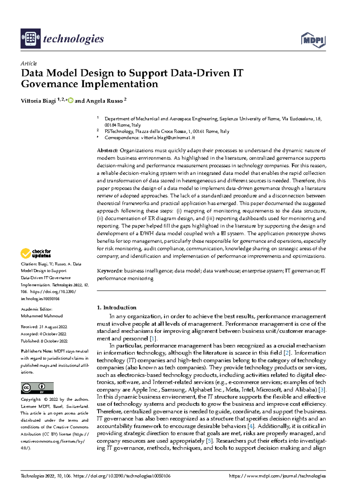 Data Model Design for Data-Driven IT Governance Implementation (ITG ...