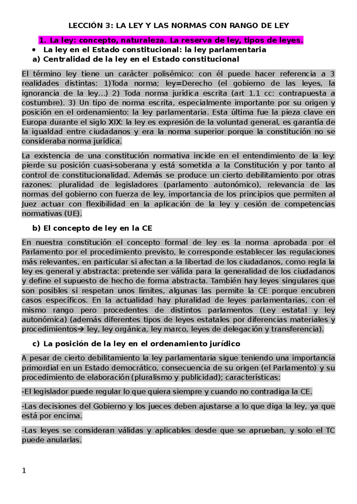 LECCIÓN 3: LA LEY Y NORMAS JURÍDICAS EN EL ESTADO CONSTITUCIONAL - Studocu