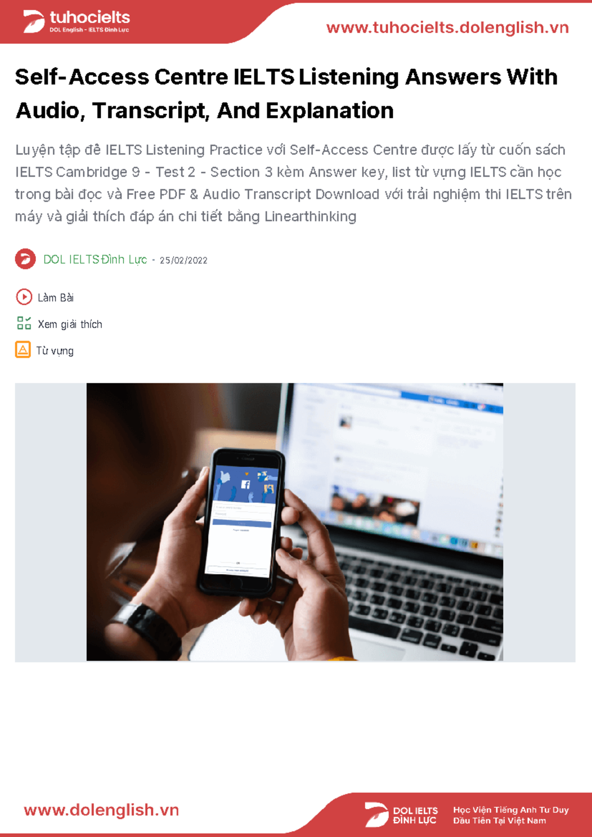 Self-Access Centre IELTS Listening Answers - Cambridge 9 Test 2 - Studocu