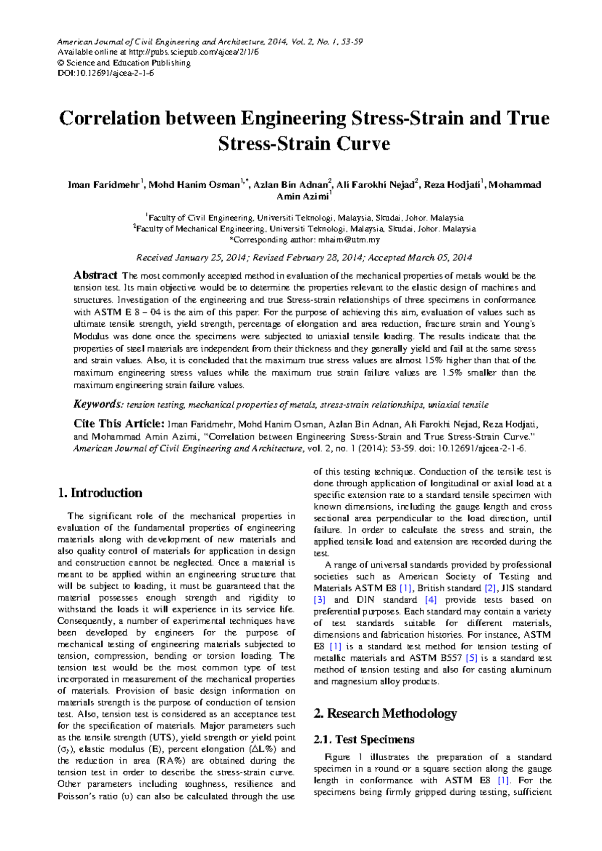Correlation Between Engineering and True Stress-Strain Curves in Civil ...
