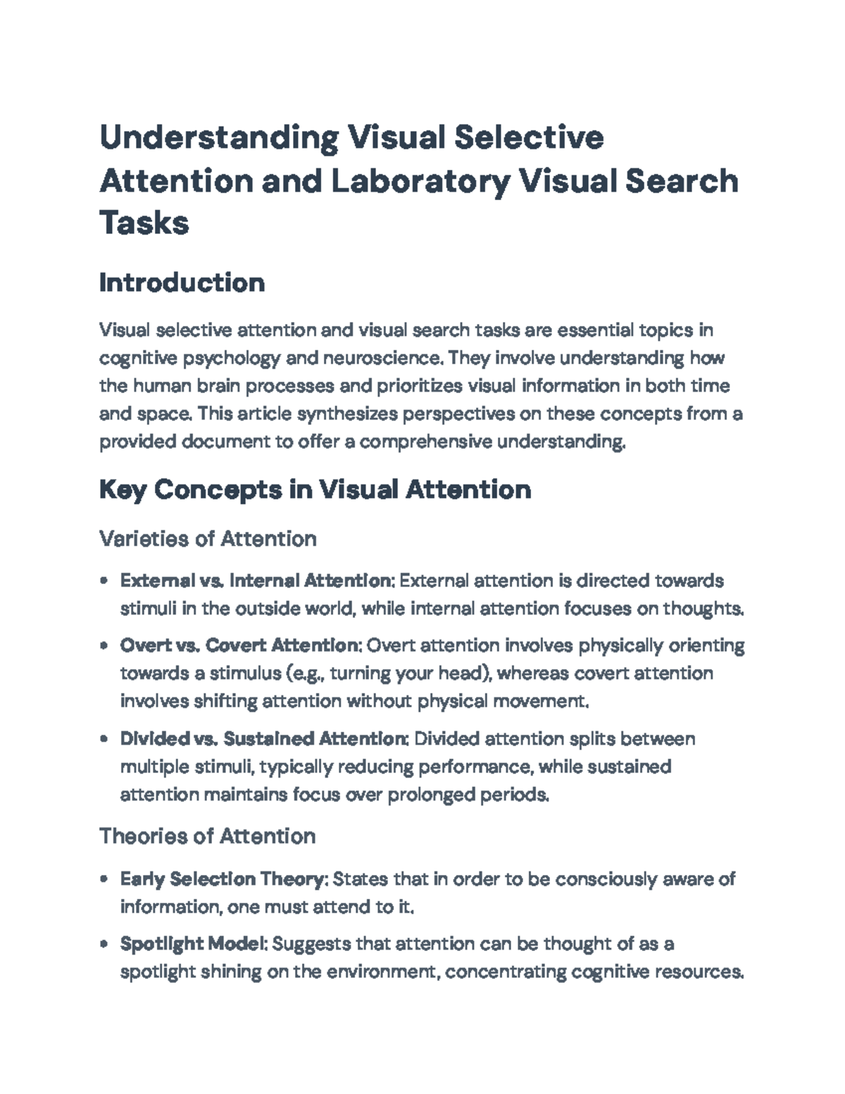 Visual Selective Attention: Theories and Laboratory Search Tasks ...