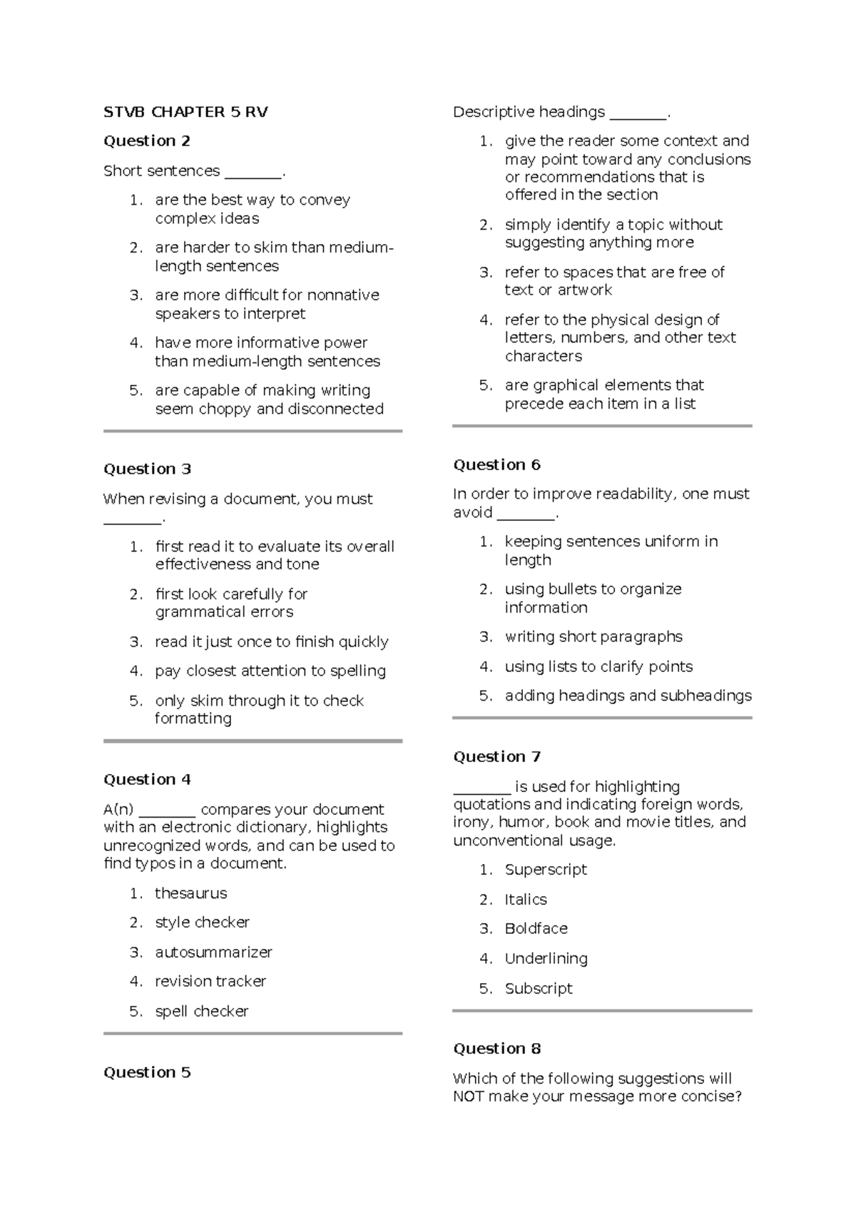 STVB CHAPTER 5 RV - ĐỀ ÔN SOẠN THẢO VĂN BẢN TỔNG HỢP - Studocu