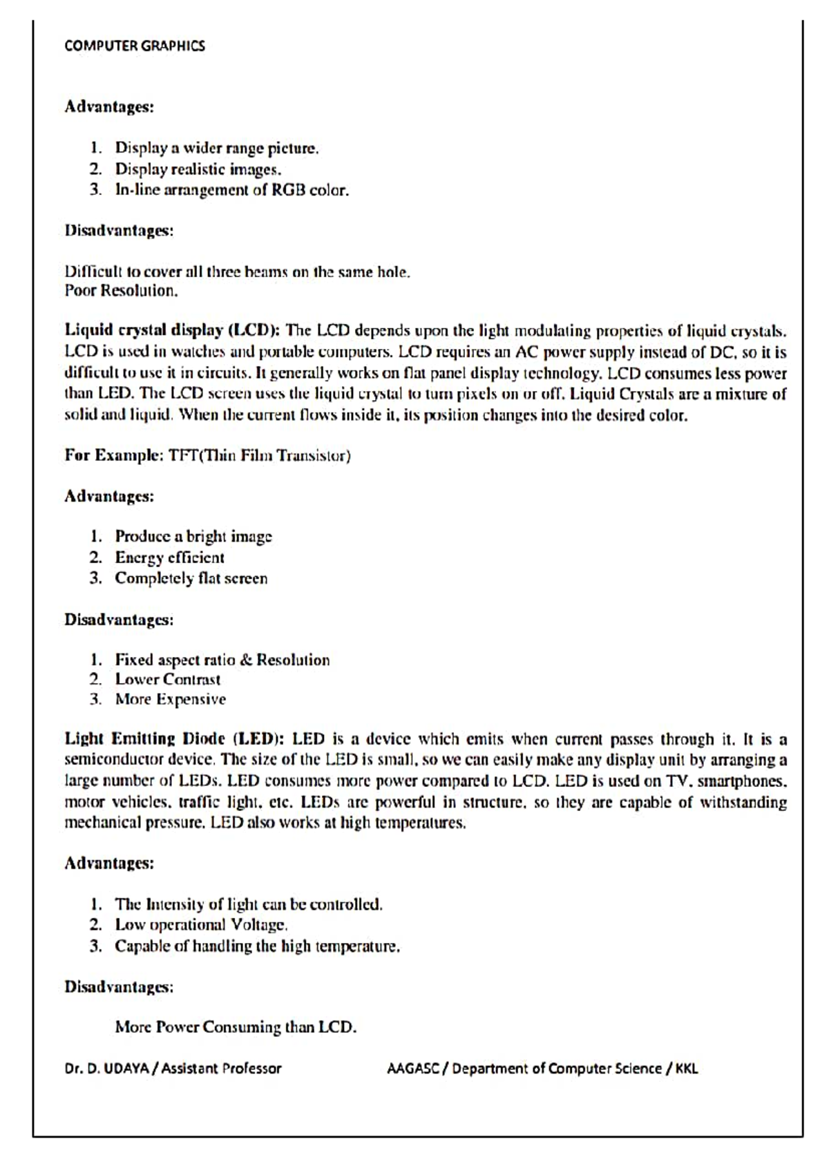 CGM unit 1st - Computer graphics - COMPUTER GRAPHICS Advantages: 1 ...