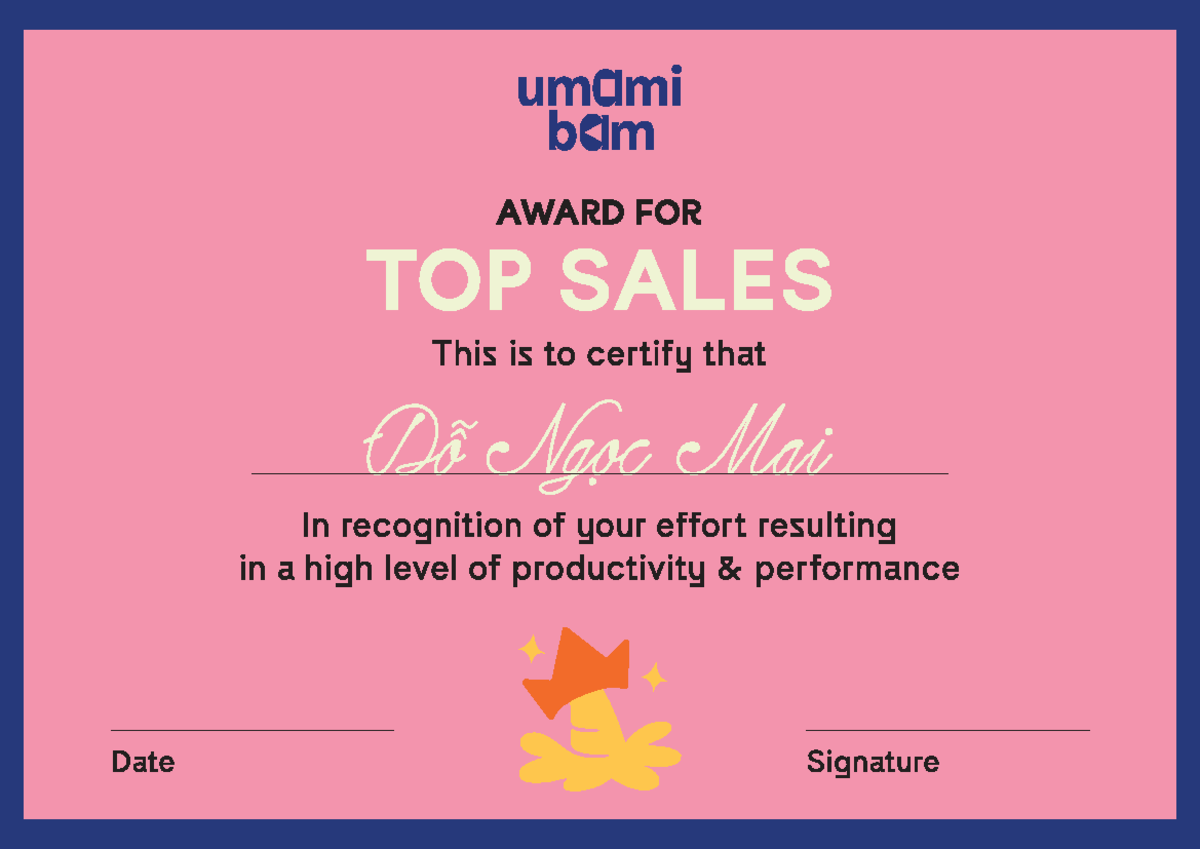 Umami belm award for top sales and best dealer recognition - Studocu