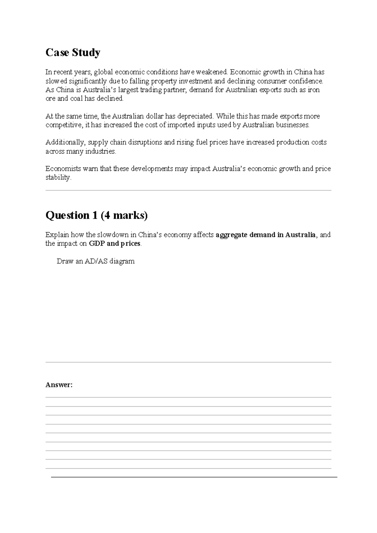 Case Study: VCE Economics AOS 3 Unit 2 Analysis - Studocu