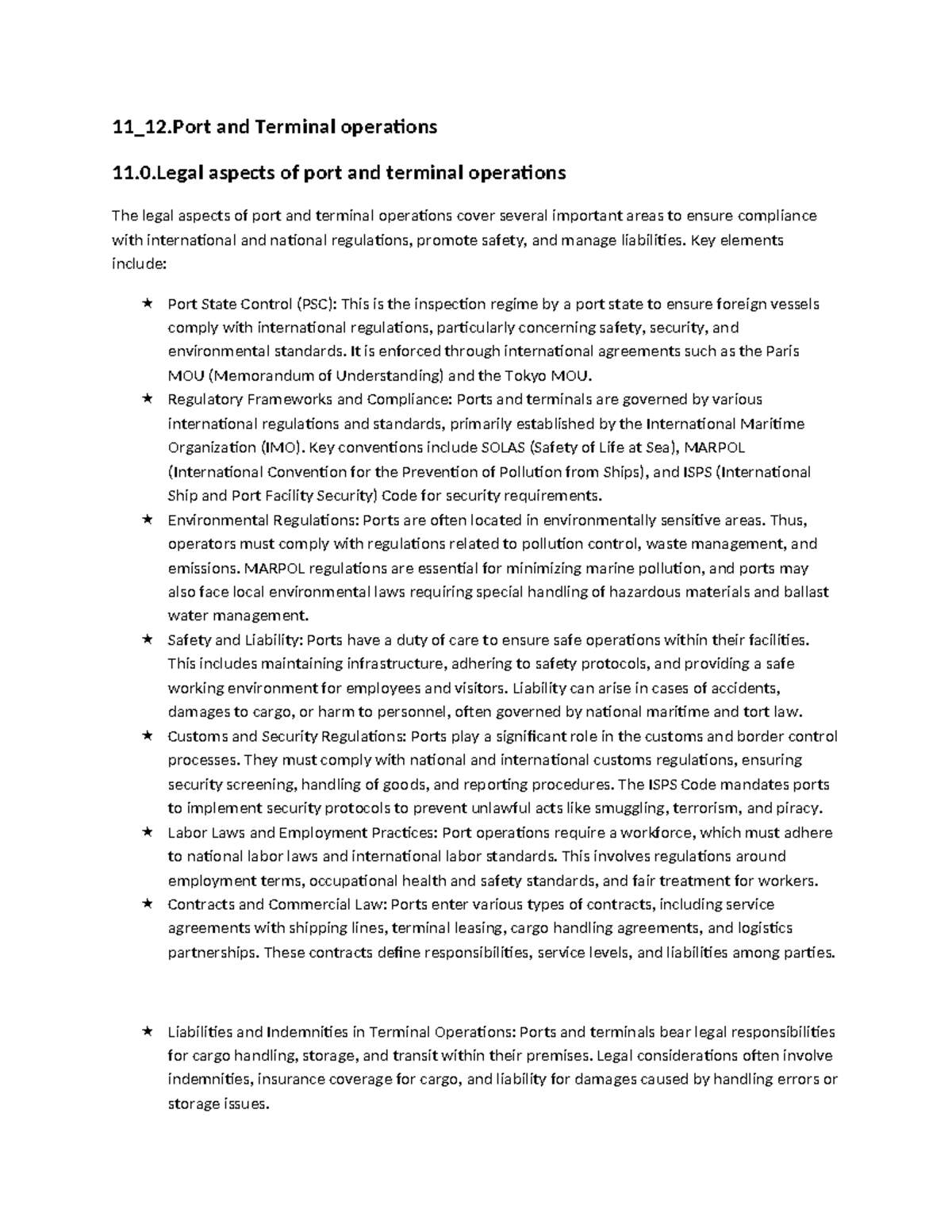 Port requlations - Learning guide - 11_12 and Terminal operations 11.0 ...
