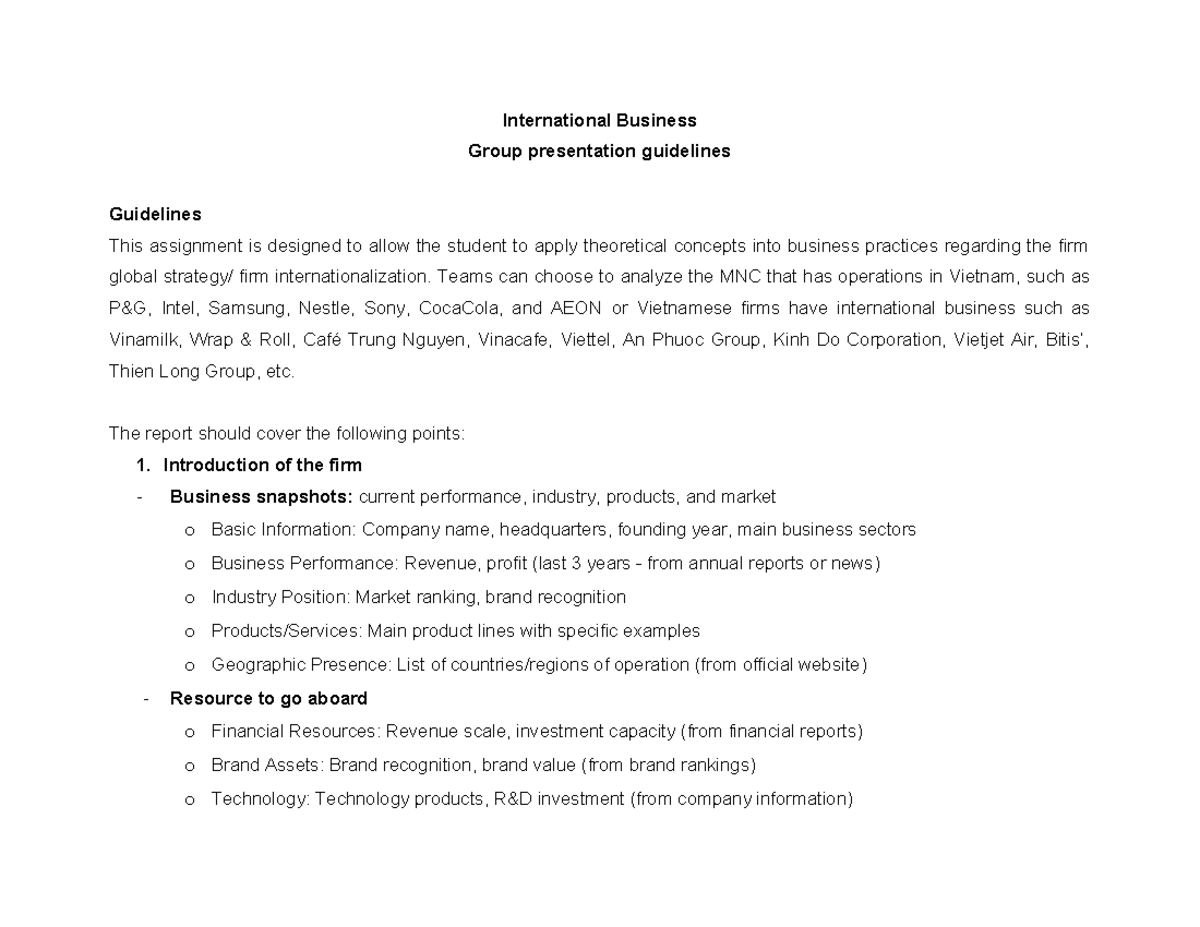 IB Midterm Project Guidelines: International Business Analysis (2025 ...