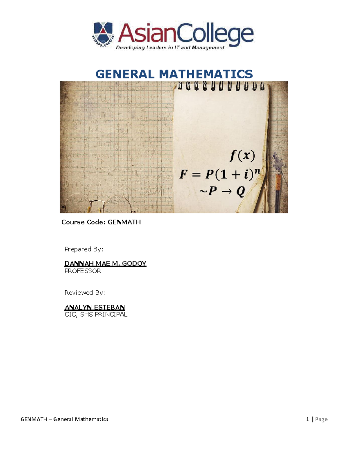 GENMATH 2nd Quarter Modular Instructions and Course Overview - Studocu