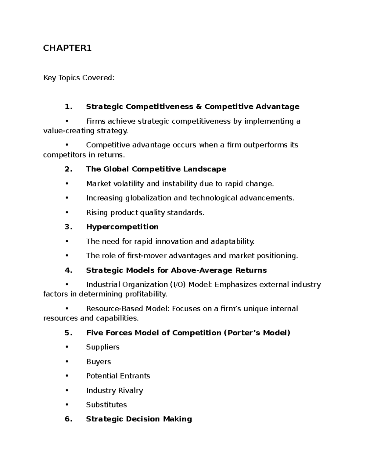 Strategic Management Overview: Key Concepts & Insights (MGMT 301) - Studocu