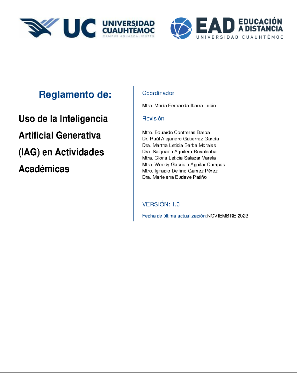 Reglamento Uso de la Inteligencia Artificial Generativa (IAG) en ...