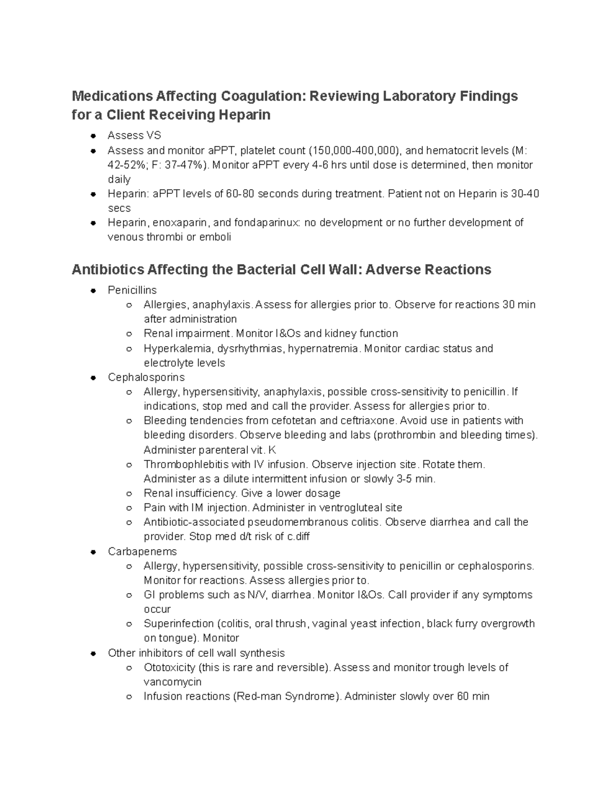 ATI Pharm Remediation Review of Medications, Adverse Effects, and