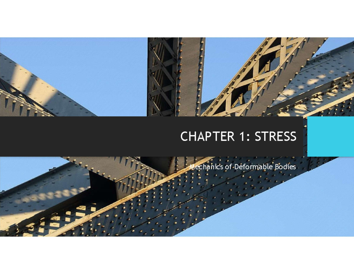 CHAPTER 1: STRESS in Mechanics of Deformable Bodies (MDB-PPT2) - Studocu