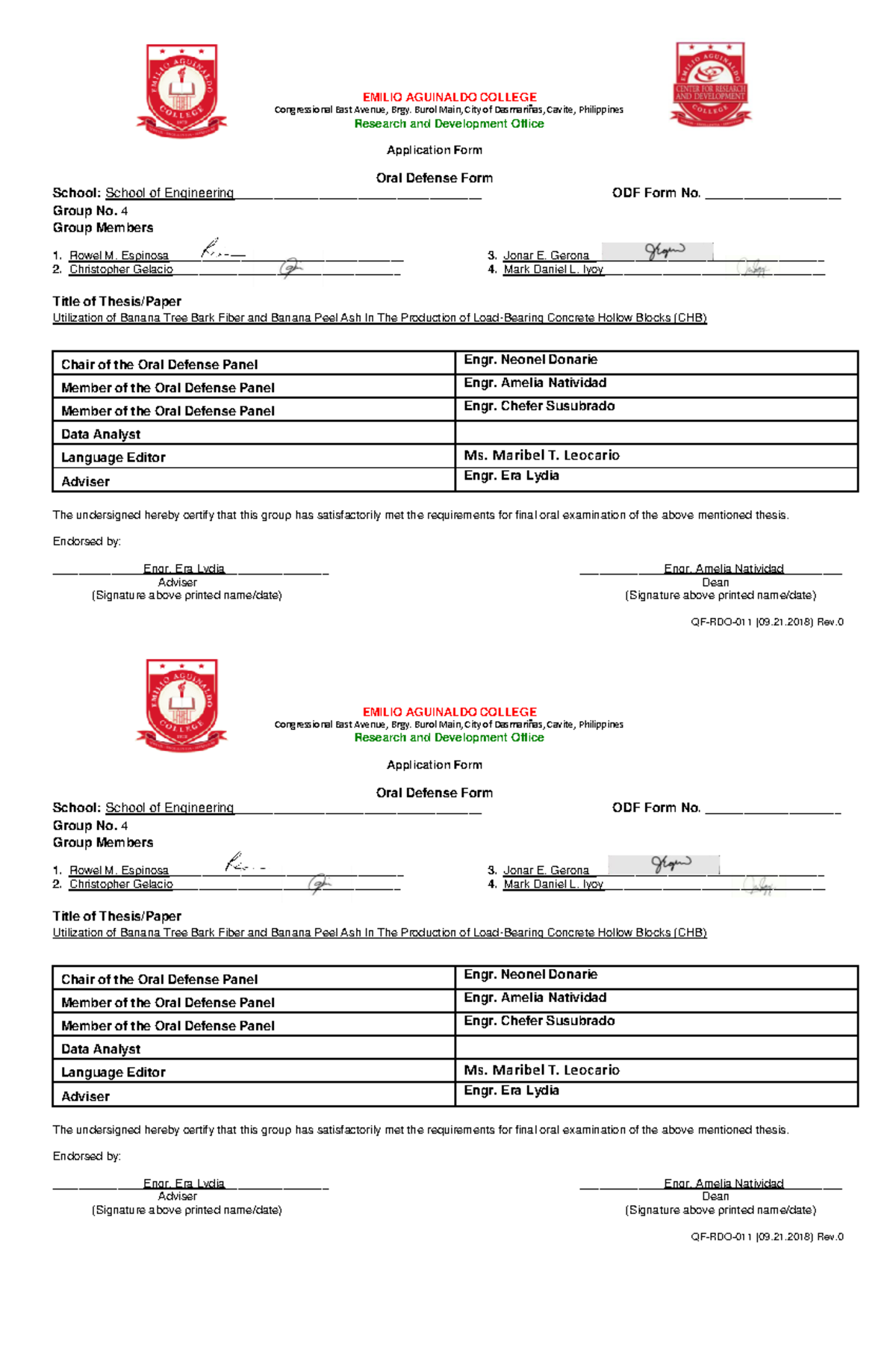 QF RDO 011 09.21 - made by me - Application Form Oral Defense Form ...