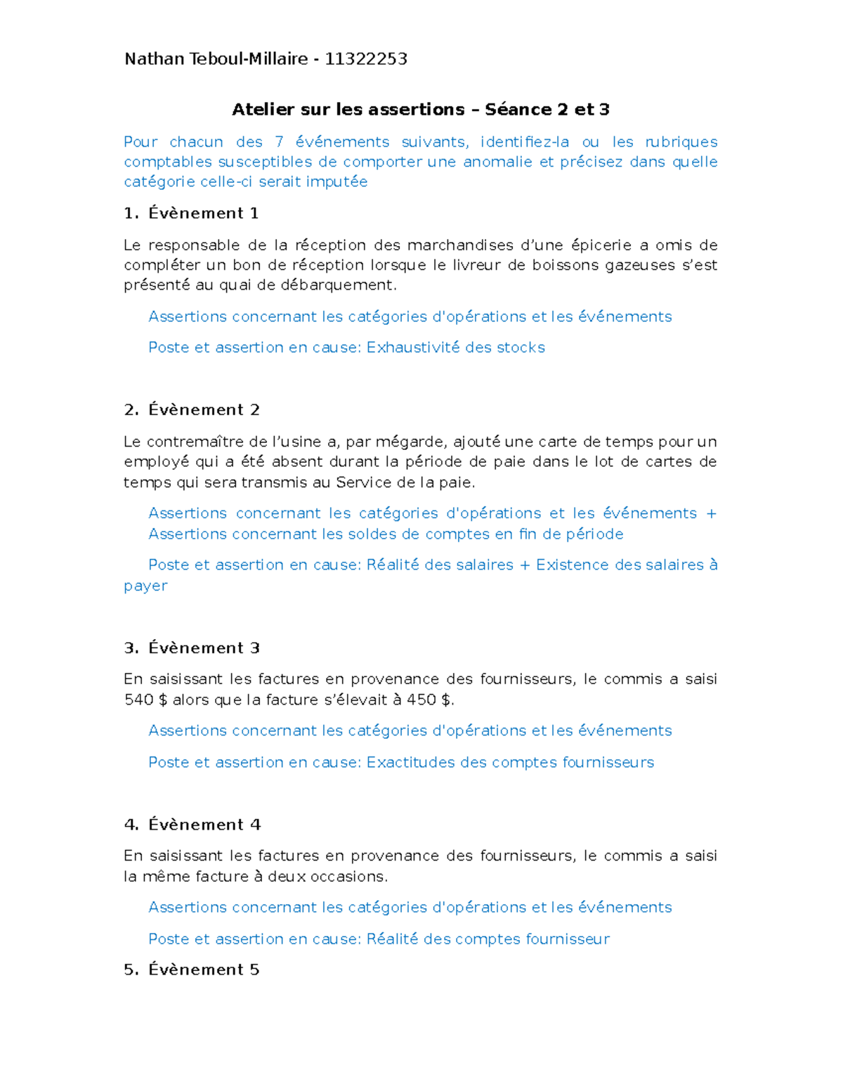 Atelier sur les Assertions - Séances 2 et 3 (Comptabilité) - Studocu