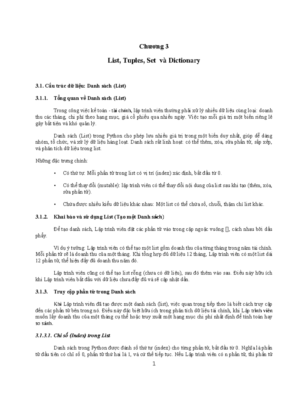 Chương 3 - Cấu trúc dữ liệu: List, Tuple, Set và Dictionary trong ...