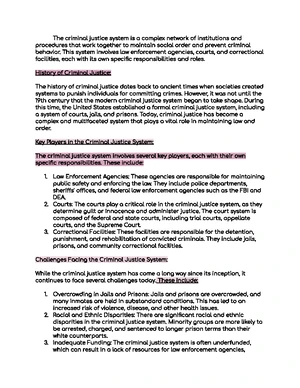 Criminal Justice System - Study Notes & Assignments - Studocu