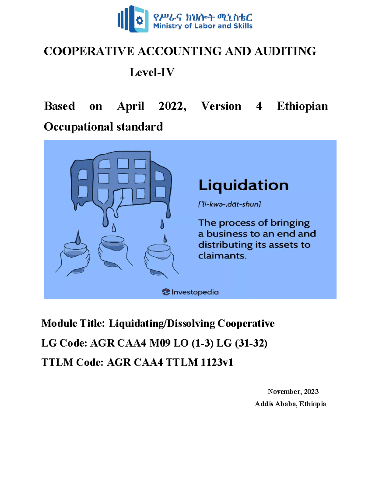 COOPERATIVE ACCOUNTING AND AUDITING: MO9 Liquidation Procedures Guide ...