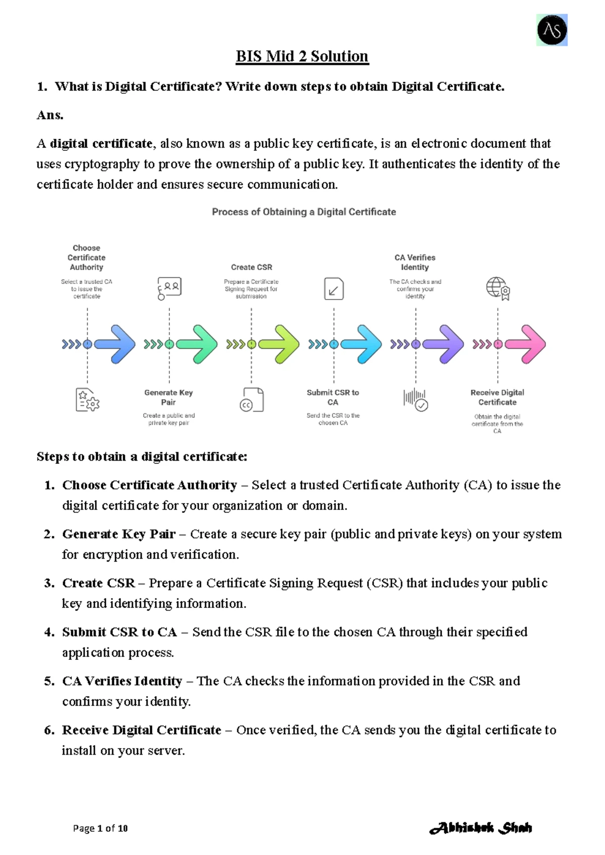 Basics of Information Security - Exam Answers (Subject Code: 4360702 ...