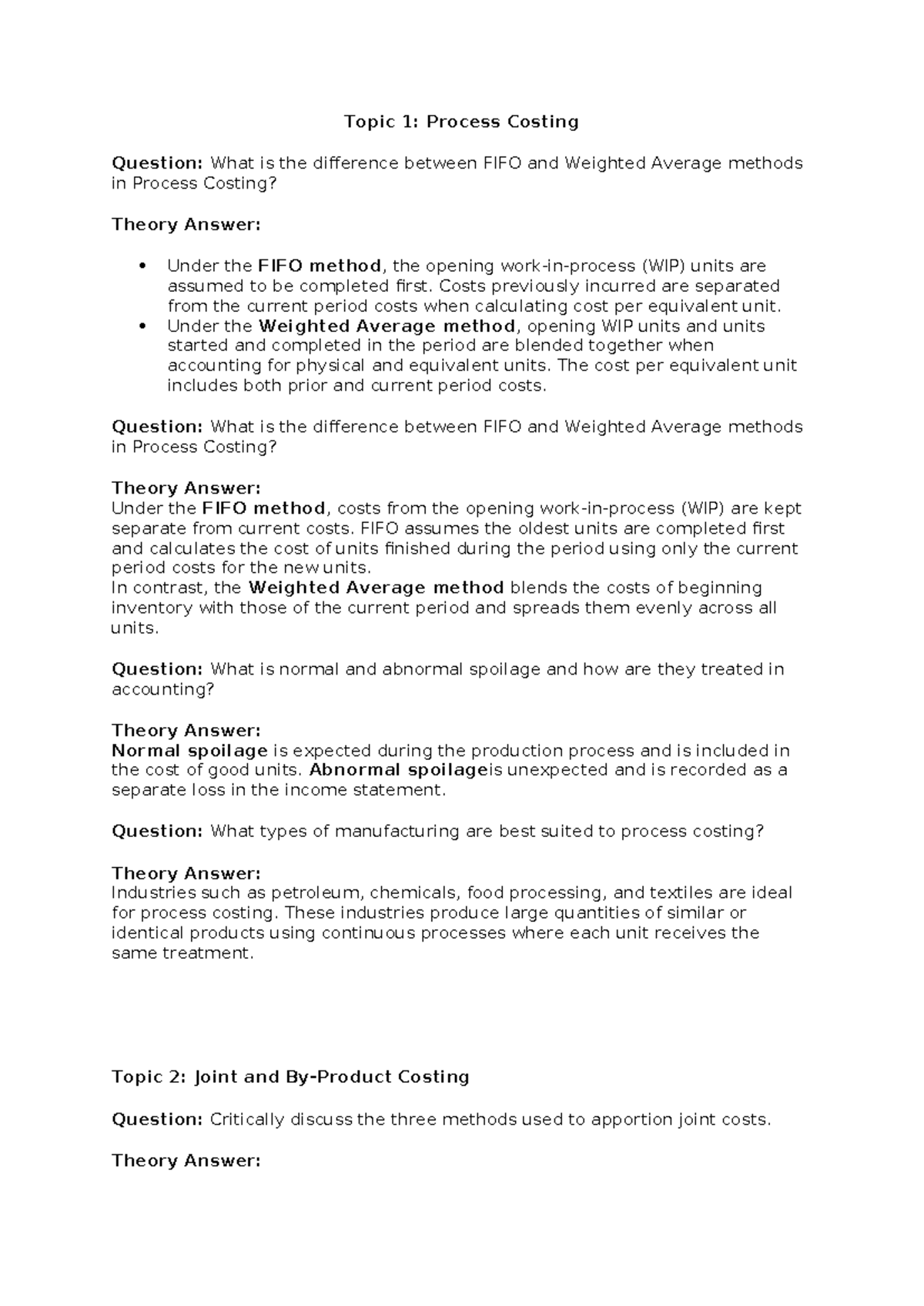 AC4418 Process Costing and Joint Costing: Key Concepts and Differences ...