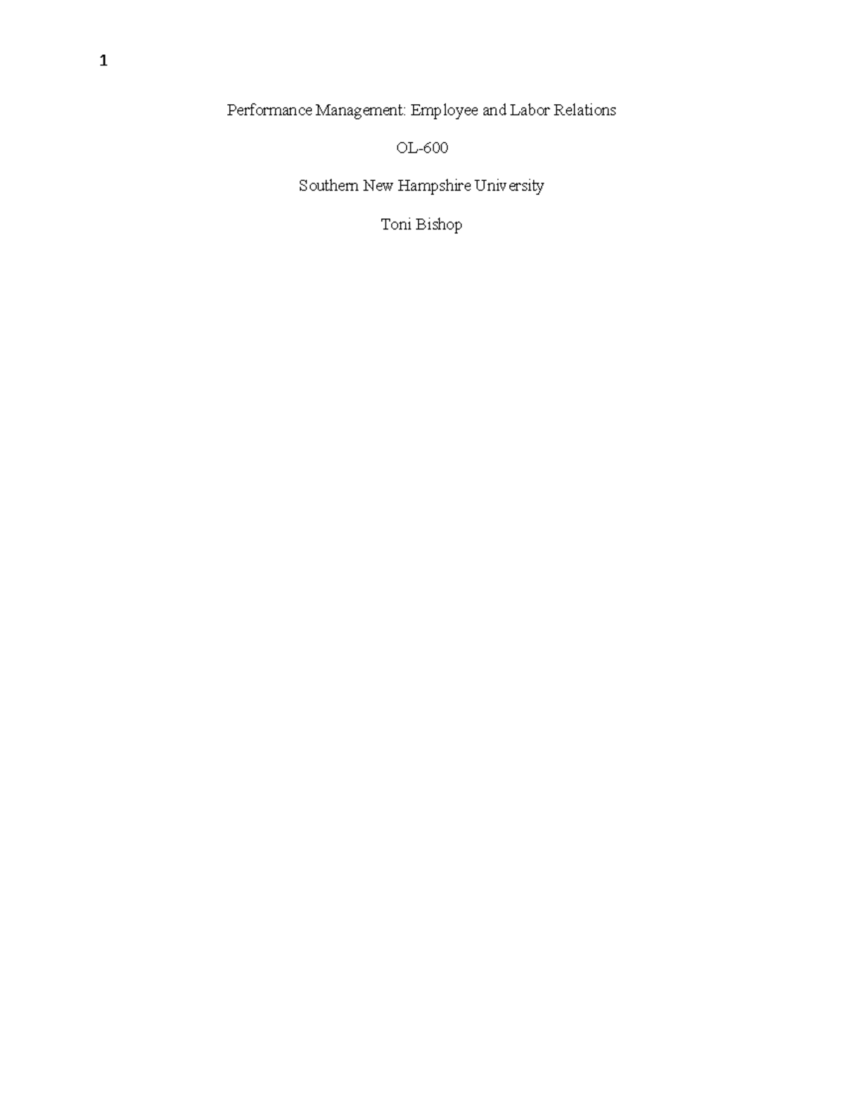 OL600 Performance Management & Employee Relations Overview - Studocu