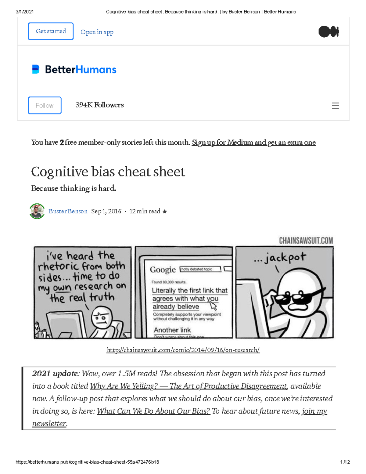 Cognitive Bias Cheat Sheet: Understanding Mental Shortcuts and Errors ...