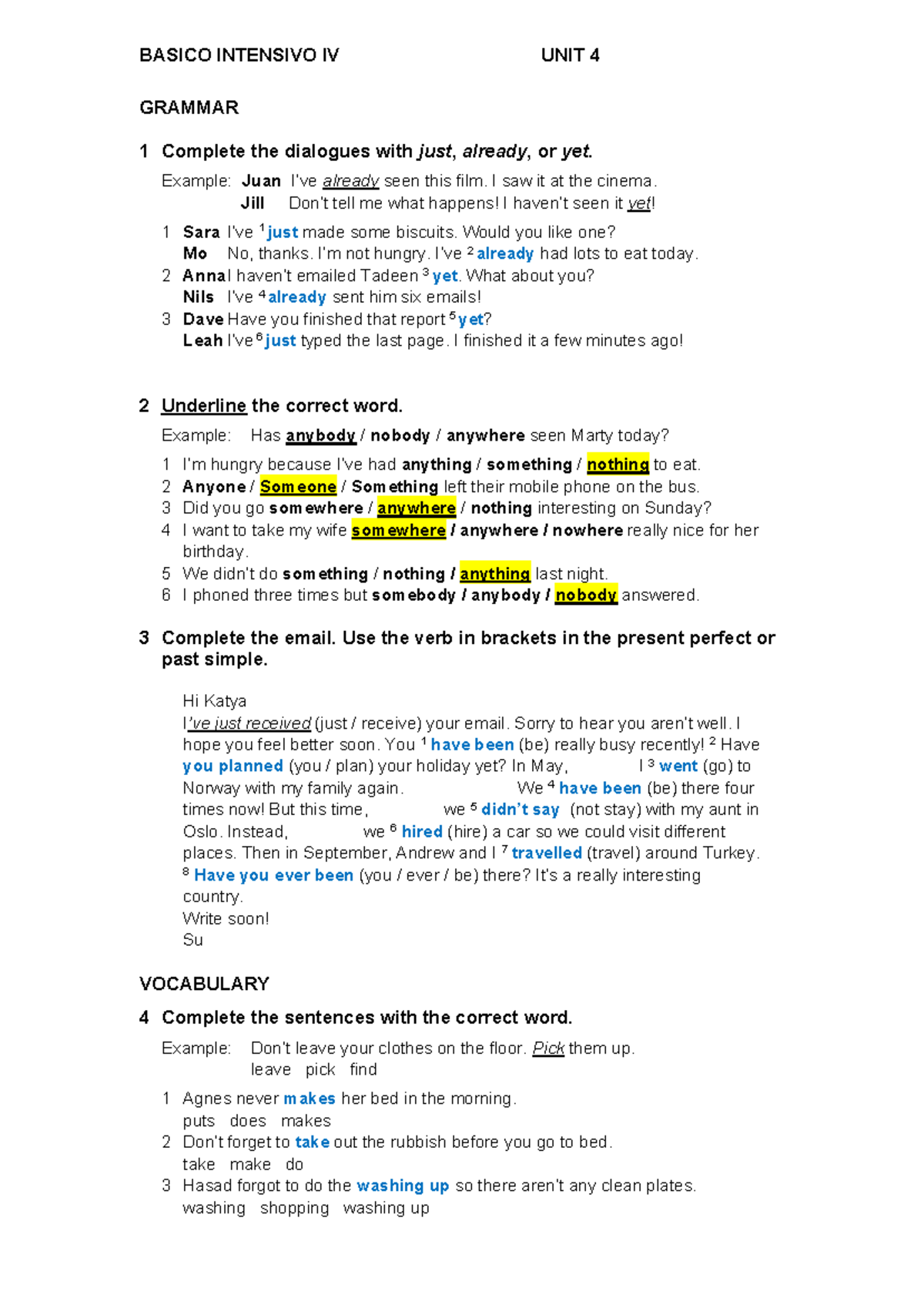 TEST UNI 4 - EXAMEN: Grammar and Vocabulary Practice - Studocu