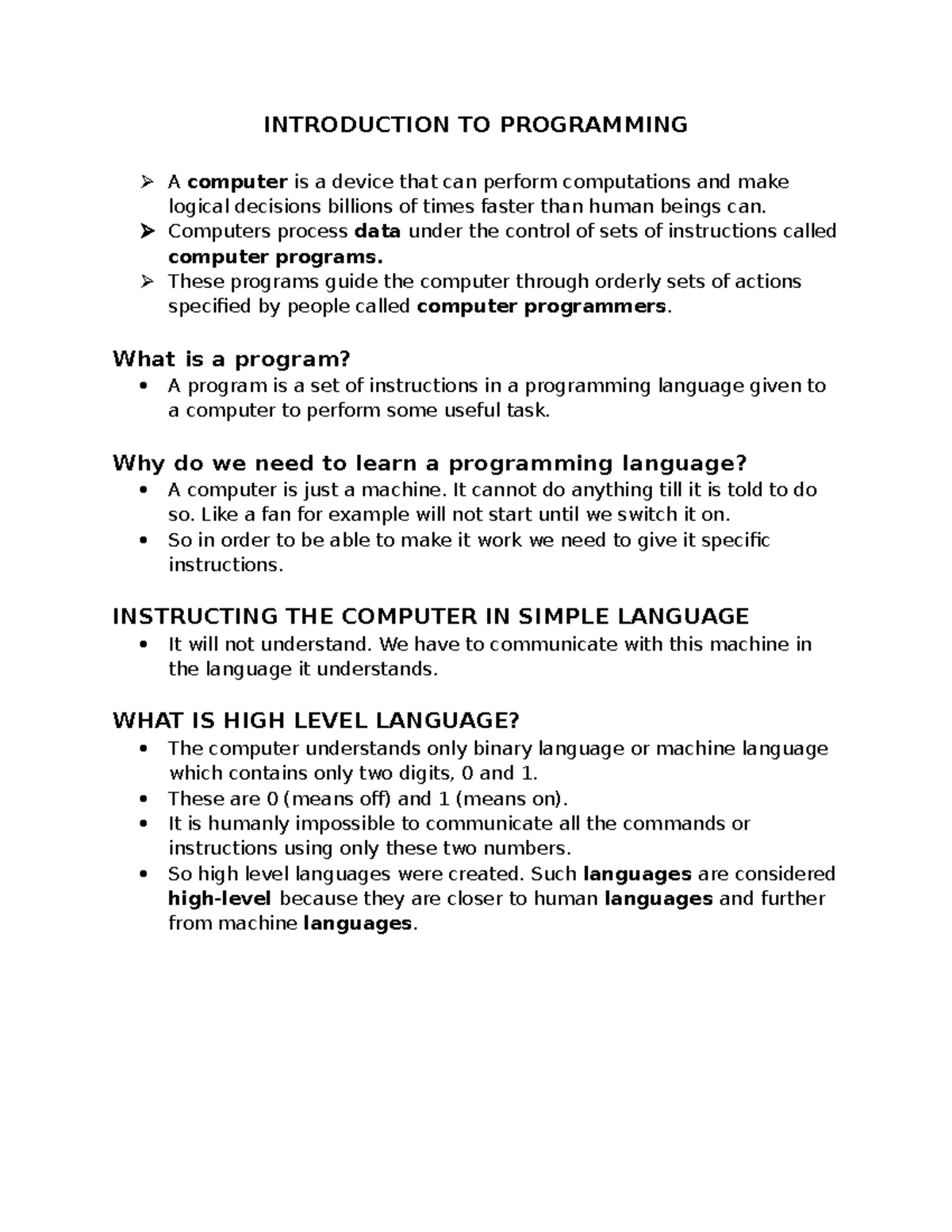 C++ Programming Concepts and Basics: Lecture Notes - Studocu image.